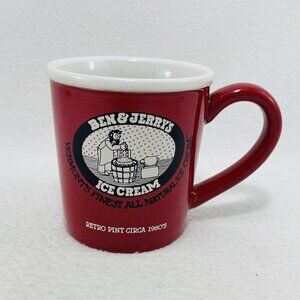 Ben Jerry Mug Ice Cream Vermont Brand Logo Memoir Souvenir Ads History Red Pint
